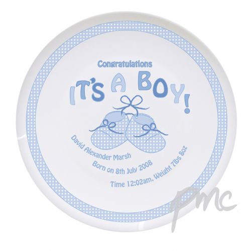 Personalised Bootee It's a Boy Plate