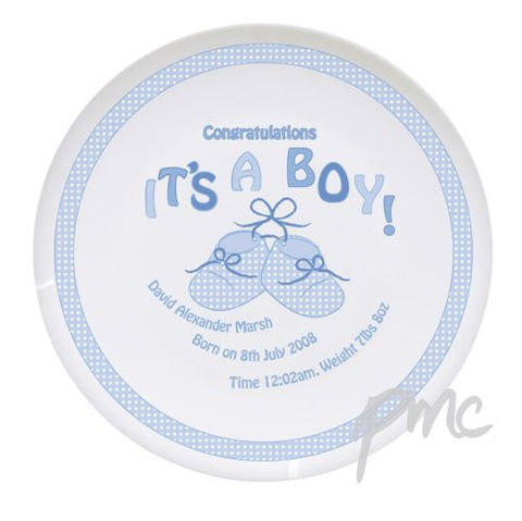 Personalised Bootee It's a Boy Plate