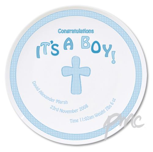 Personalised Cross It's a Boy Plate