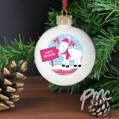 Personalised Rooftop Rudolph Christmas Bauble