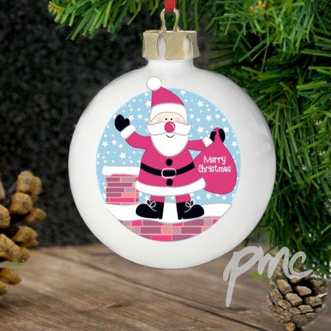 Personalised Rooftop Santa Christmas Bauble