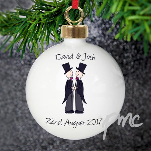 Personalised Male Same-Sex Wedding Bauble