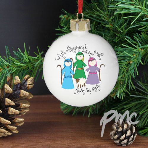 Personalised Nativity Shepherds Bauble