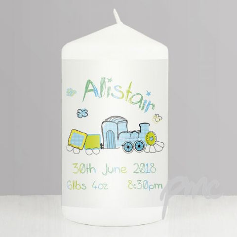 Personalised Patchwork Train Candle