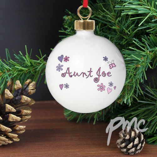 Personalised Flowers and Butterflies Bauble