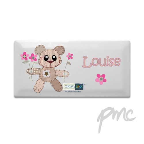 Personalised Cotton Zoo Tweed the Bear Girls Door Plaque