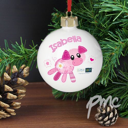 Personalised Cotton Zoo Organdie the Piglet Bauble