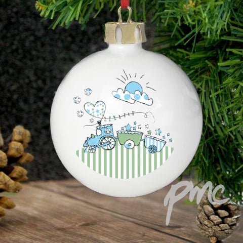 Personalised Whimsical Train Bauble