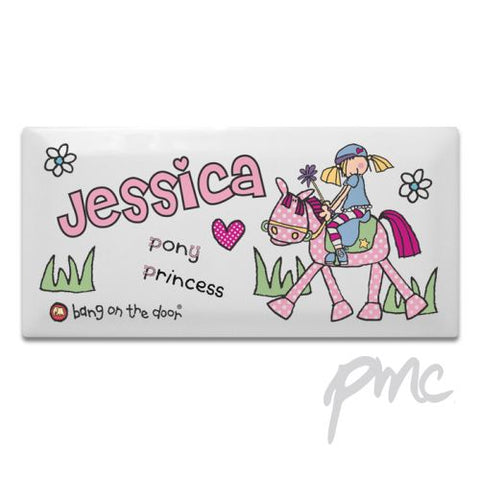Personalised Bang on the Door Pony Girl Door Tile