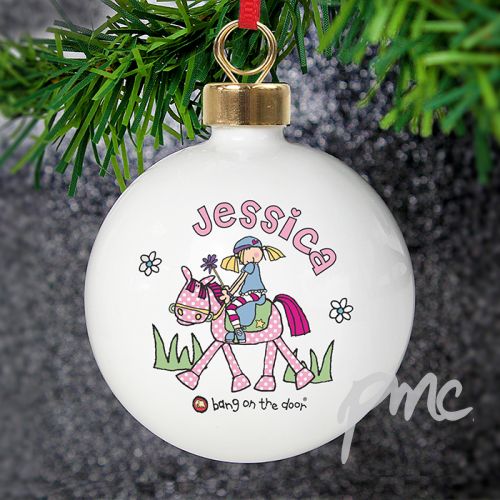 Personalised Bang on the Door Pony Girl Bauble
