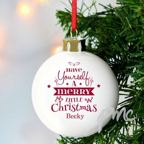 Personalised Merry Little Christmas Bauble