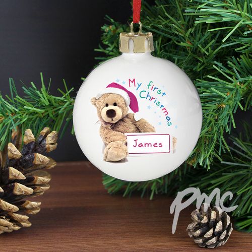 Personalised Teddy 1st Christmas Bauble