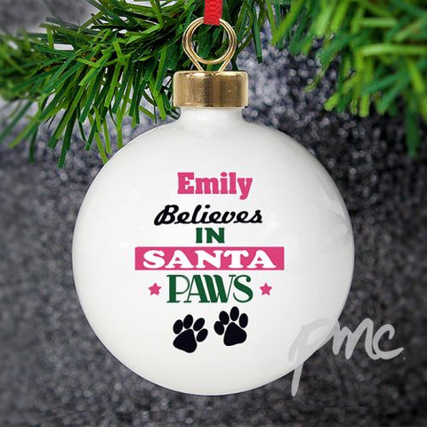 Personalised Santa Paws Bauble