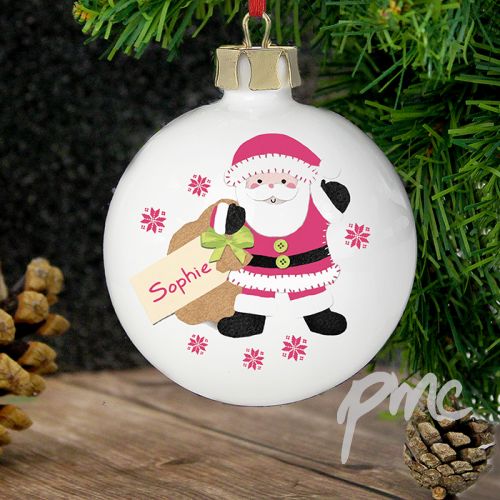 Personalised Felt Stitch Santa Bauble