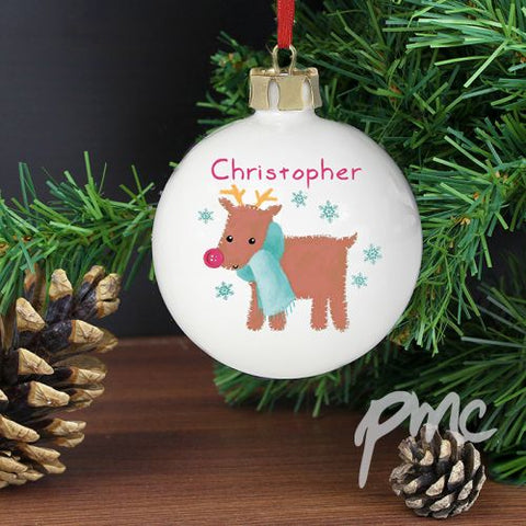 Personalised Felt Stitch Reindeer Bauble