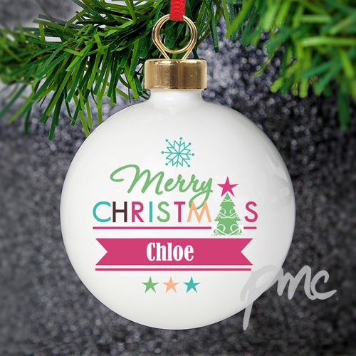 Personalised Bright Merry Christmas Bauble