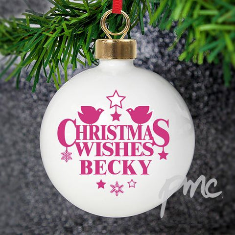 Personalised Christmas Wishes Bauble