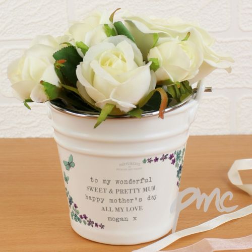 Personalised Forget Me Not Porcelain Bucket