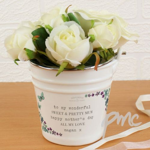 Personalised Forget Me Not Porcelain Bucket