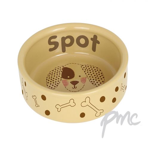 Personalised Dog Stitch Medium Brown Dog Bowl