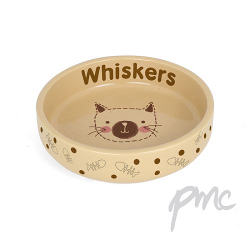Personalised Cat Stitch Small Brown Cat Bowl