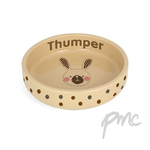 Personalised Rabbit Stitch Small Brown Rabbit Bowl