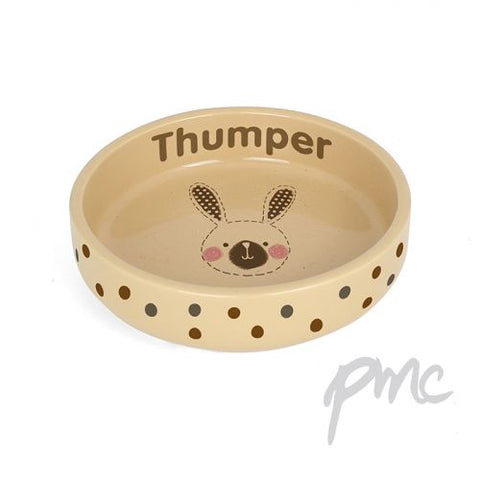 Personalised Rabbit Stitch Small Brown Rabbit Bowl