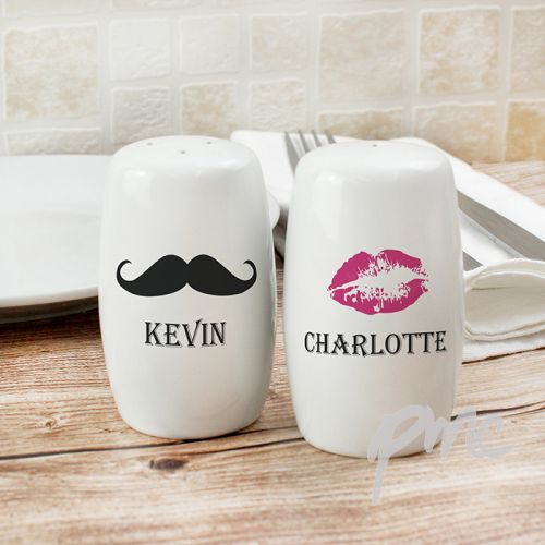 Personalised Moustache & Lips Salt and Pepper Set