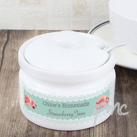 Personalised Vintage Floral Jam/Sugar Pot