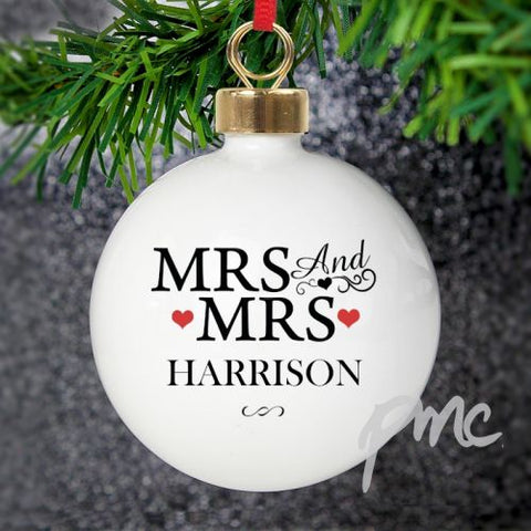 Personalised Mrs & Mrs Bauble