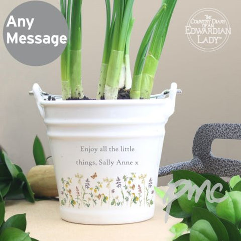 Personalised Country Diary Wild Flowers Porcelain Bucket