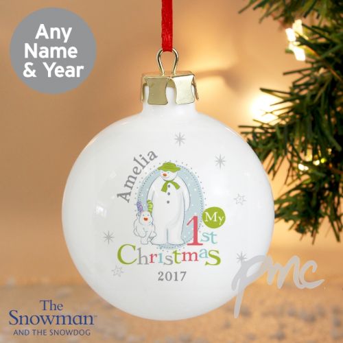 Personalised The Snowman and the Snowdog My 1st Christmas Bauble