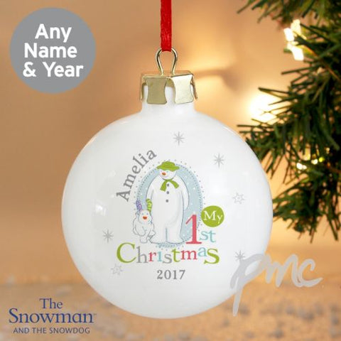 Personalised The Snowman and the Snowdog My 1st Christmas Bauble