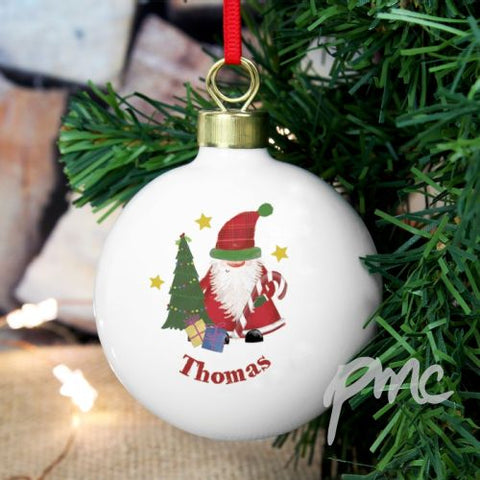 Personalised Tartan Santa Bauble