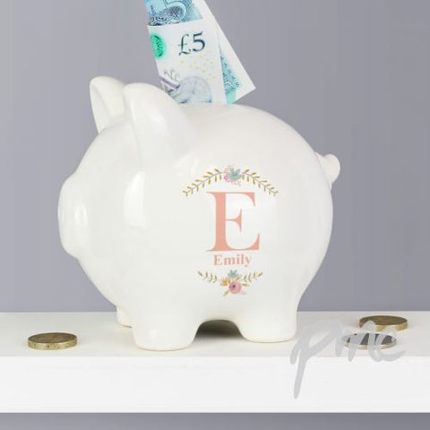 Personalised Floral Bouquet Piggy Bank