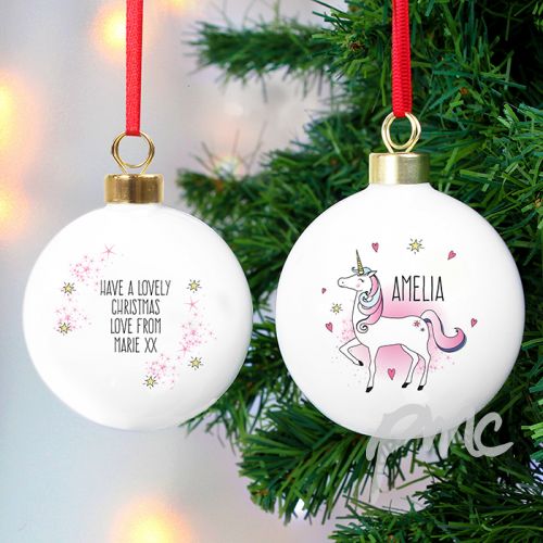 Personalised Unicorn Bauble