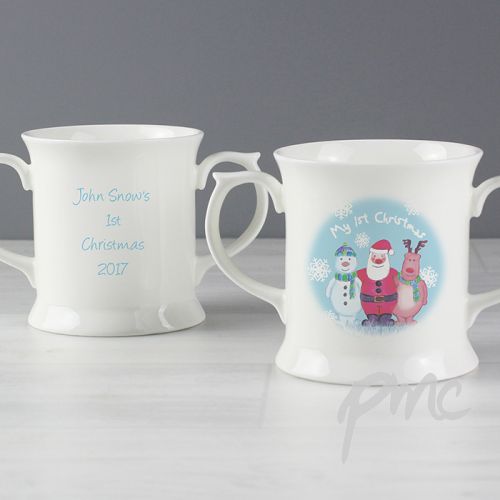 Personalised Snow Scene 1st Christmas Loving Mug