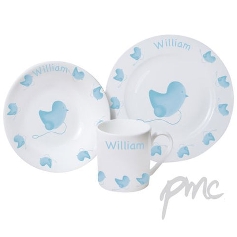 Personalised Blue Chick Breakfast Set