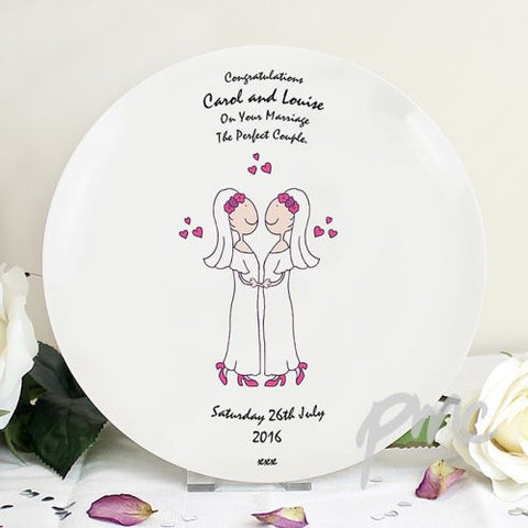 Personalised Female Same-Sex Wedding Plate