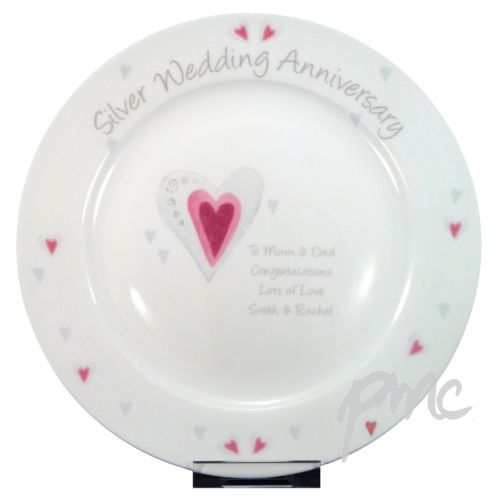 Personalised Silver Anniversary Plate