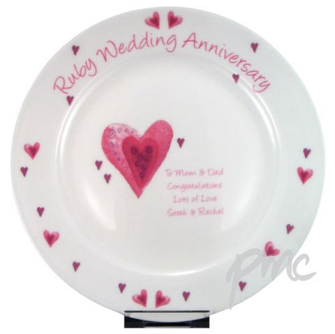 Personalised Ruby Anniversary Plate