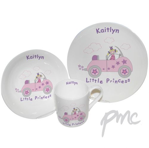 Personalised Little Princess in Car Breakfast Set