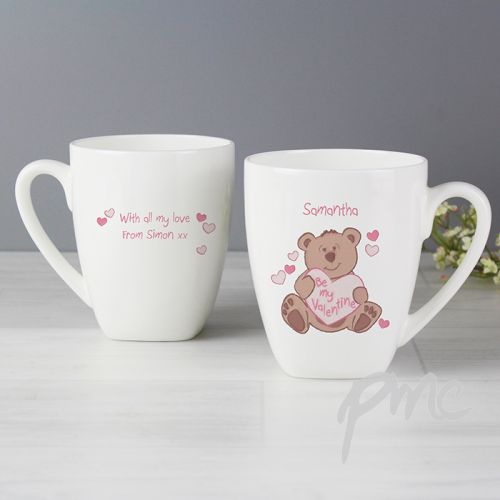 Personalised Be My Valentine Bear Latte Mug