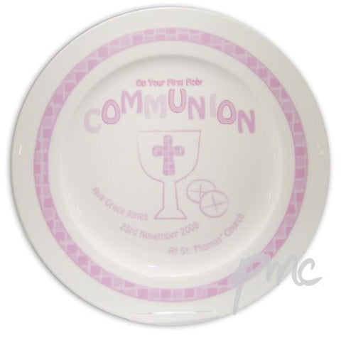Personalised Pink First Holy Communion Plate