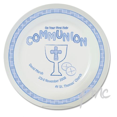 Personalised Blue First Holy Communion Plate
