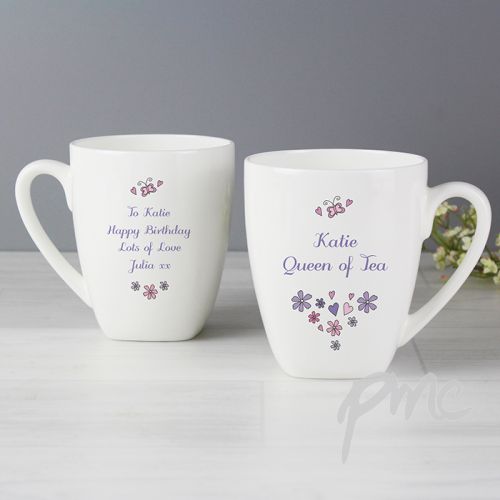 Personalised Flowers and Butterflies Latte Mug