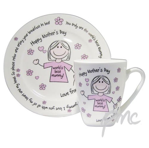 Personalised Worlds Best Mum T-shirt Breakfast in Bed Set