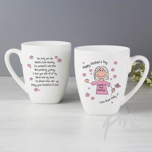 Personalised Worlds Best Mum T-Shirt Latte Mug