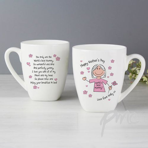 Personalised Worlds Best Mum T-Shirt Latte Mug