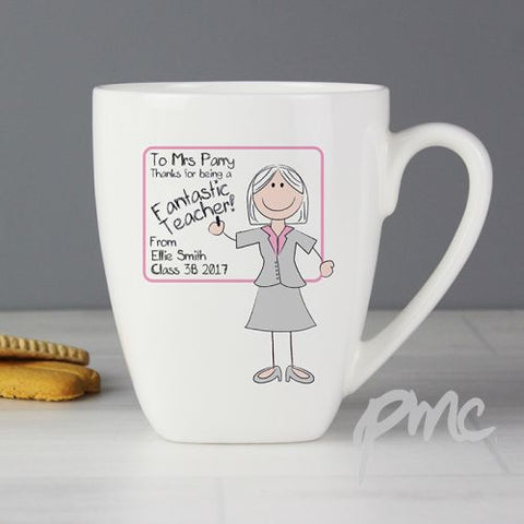 Personalised Pink Whiteboard Teacher Latte Mug